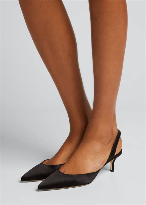 Black Satin Slingback Pumps 